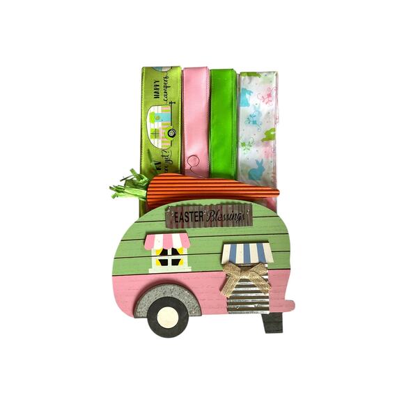 DIY Easter Camper Trailer Wreath Making Kit, RV Spring Sign Ribbon Bundle Set - Picture 4 of 6